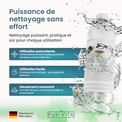 PURIVITA Nettoyeur Ultrasons Concentr [2L] - Nettoyant pour Appareils   Ultrasons - Liq. Nettoyage Ultrasons